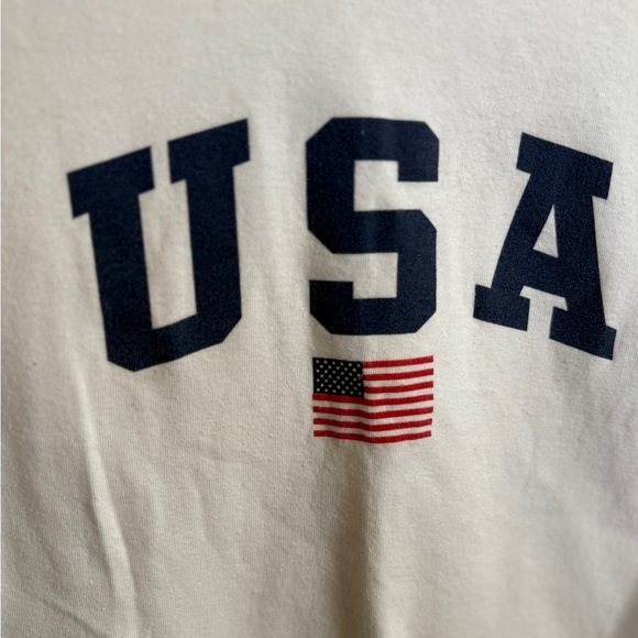 Y2K USA Baby Tee Large Juniors Red White Blue American Flag Patriotic - Picture 2 of 4